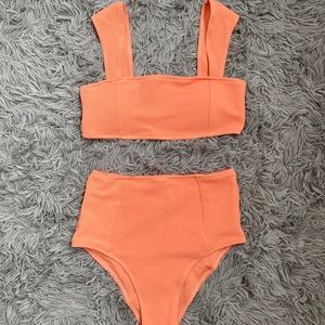 Zaful Coral High Waisted Bikini Set